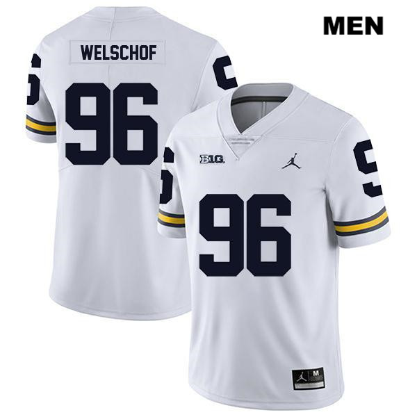 Men's NCAA Michigan Wolverines Julius Welschof #96 White Jordan Brand Authentic Stitched Legend Football College Jersey TJ25U46ZO